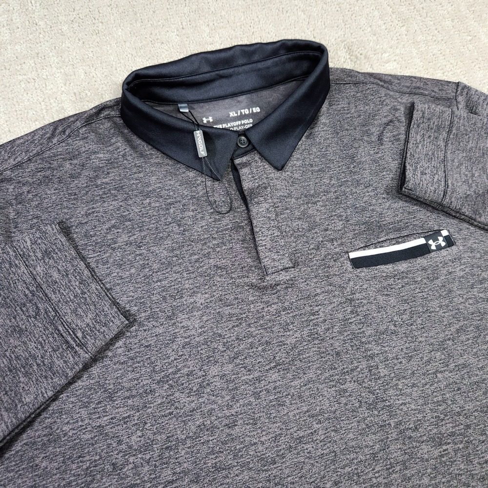 Under Armour Playoff Polo Mens XL Long Sleeve Performance Gray Golf UPF Stretch